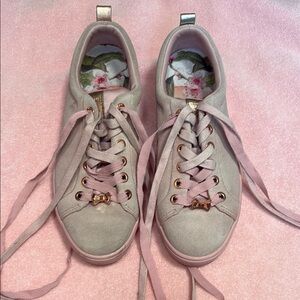 Ted Baker London Pink Suede Sneakers with Floral Lining